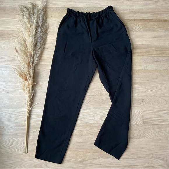 Club Monaco | Black Elastic Waist Paper Bag Trousers | size 0 - Picture 2 of 10